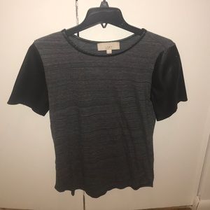 Ann Taylor LOFT T-shirt with leather detail